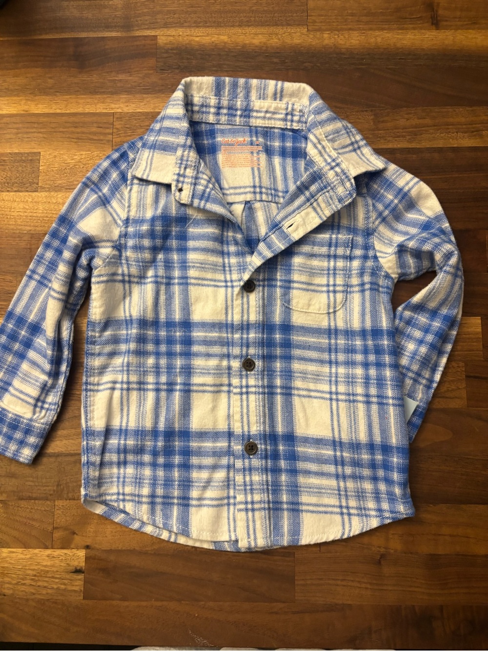 Cat & Jack Blue and White Plaid Button-Down Shirt